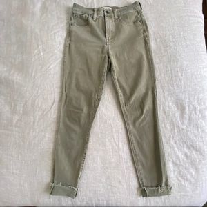 Madewell Olive Green 9” High Rise Skinny Jean